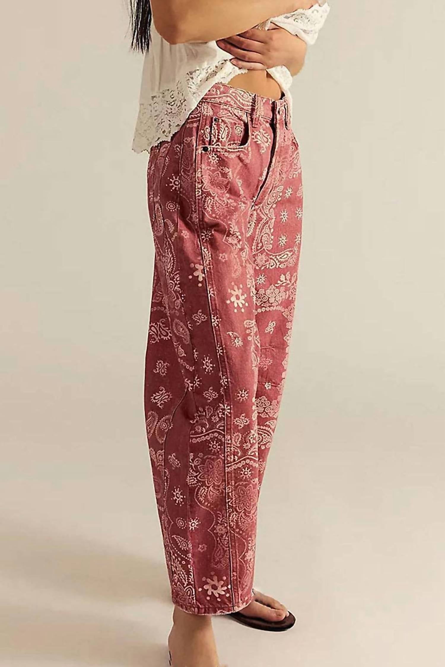Soli Echo - Paisley Pattern Straight Jeans