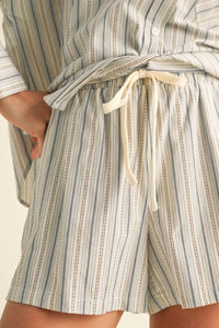 Miou Muse - Women's Multi Stripe Cotton Shorts