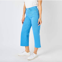 Judy Blue - Dyed Tummy Control Wide Leg Crop Jeans
