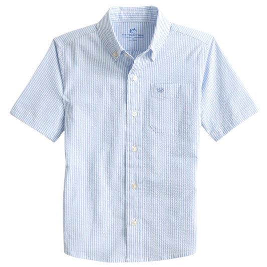 Southern Tide - Boys Folly Field Short Sleeve Seersucker Sportshirt