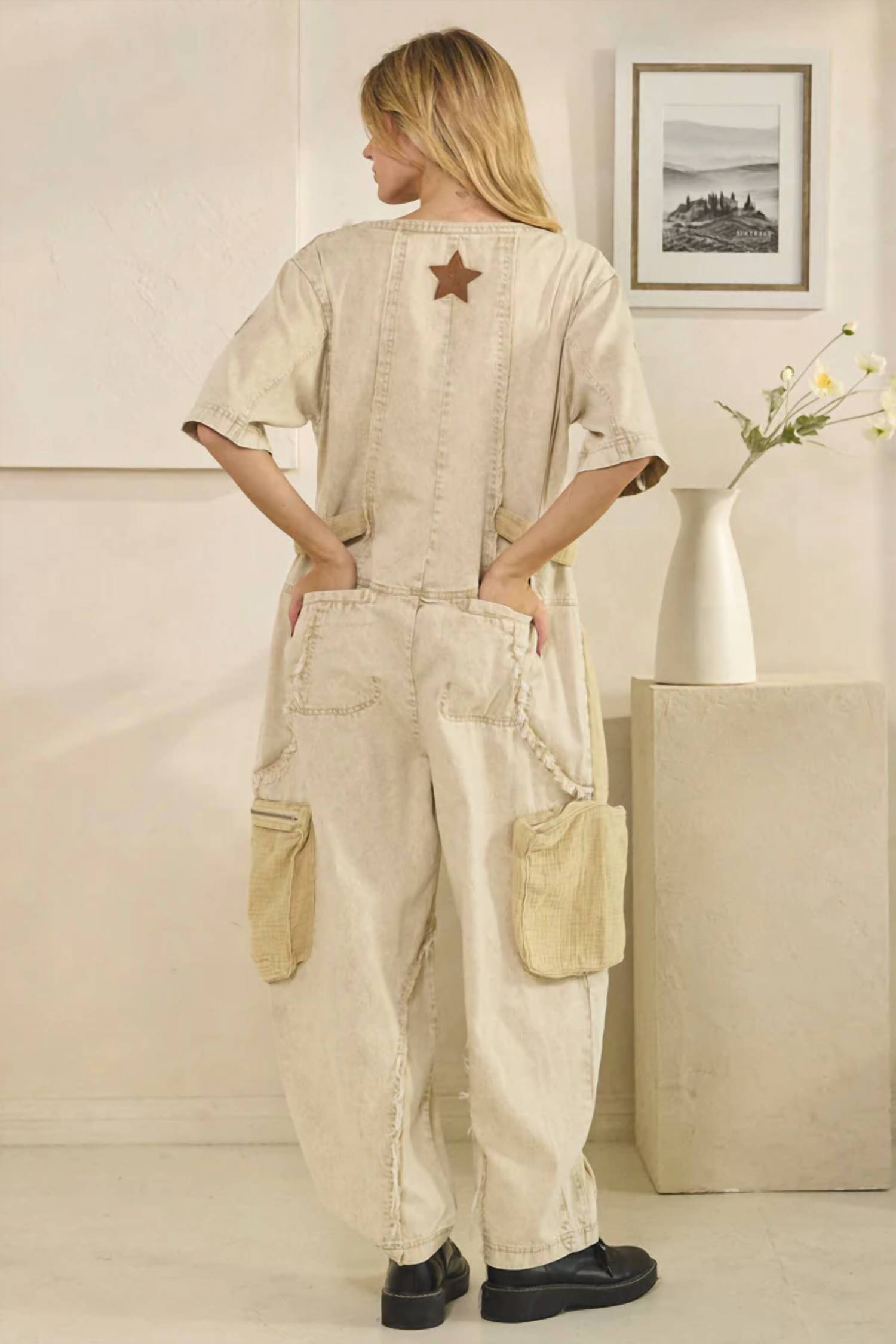 Oli & Hali - Washed Short-sleeved Jumpsuit