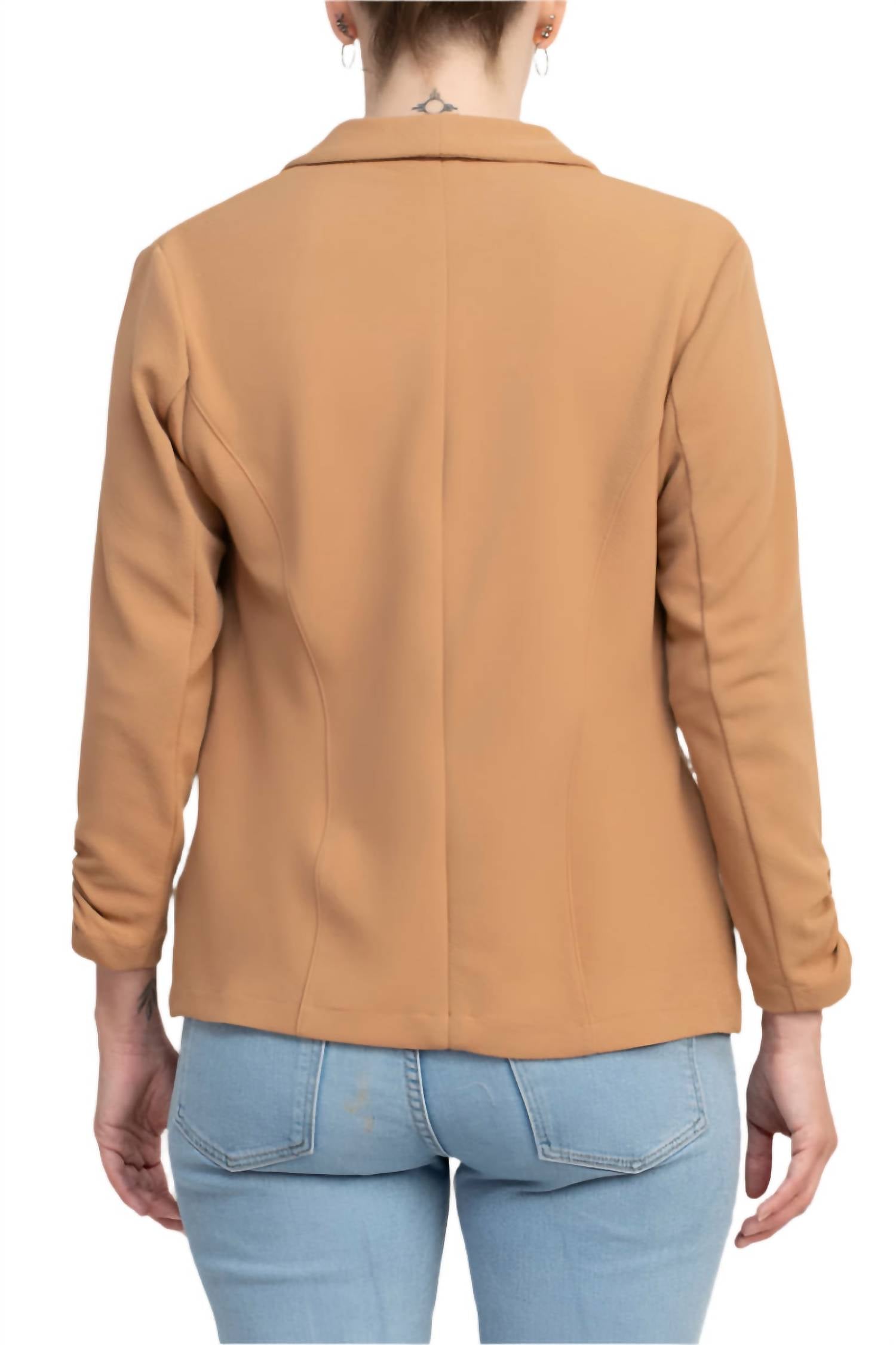 Philosophy - Shawl Collar Knit Crepe Blazer With Belt Pockets