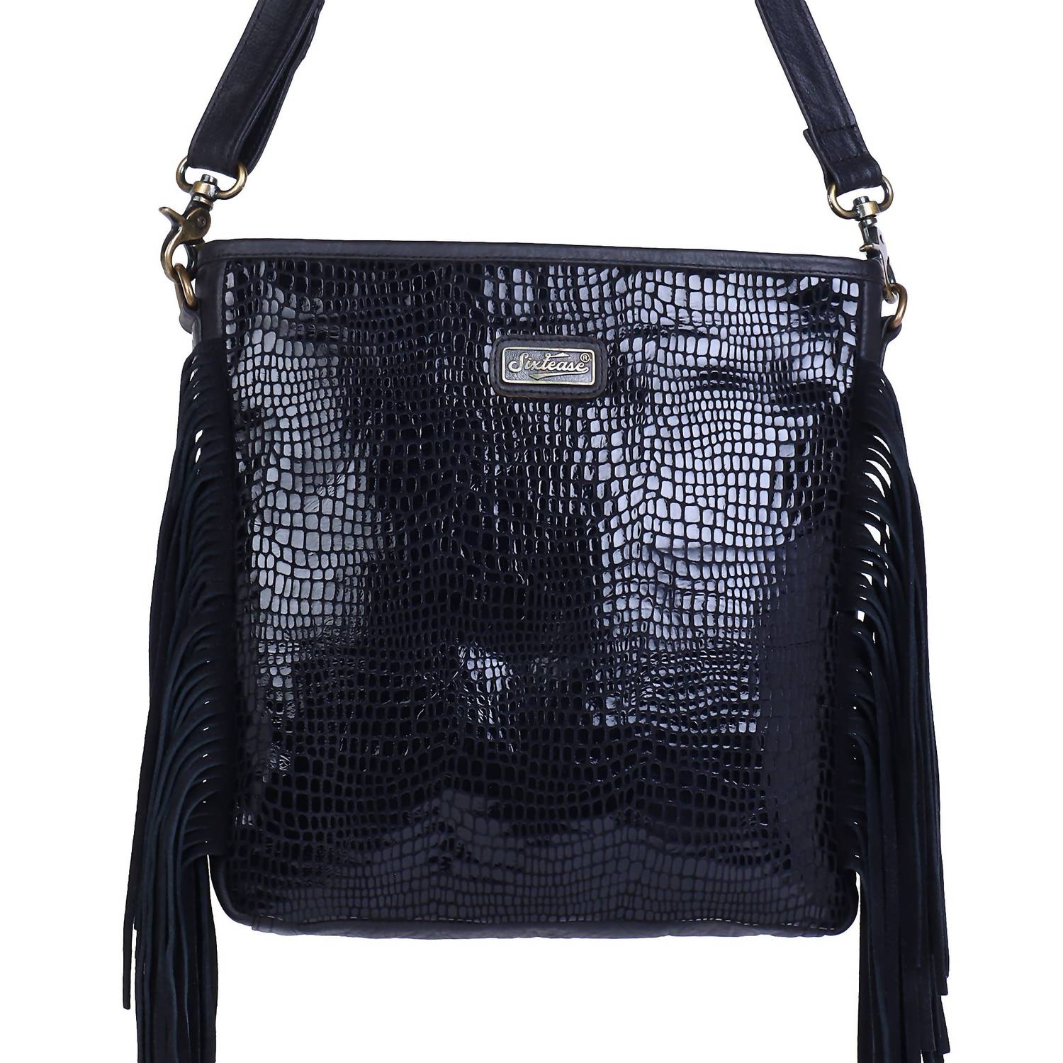 Sixtease Bags - Women's Leather Fringed Crossbody