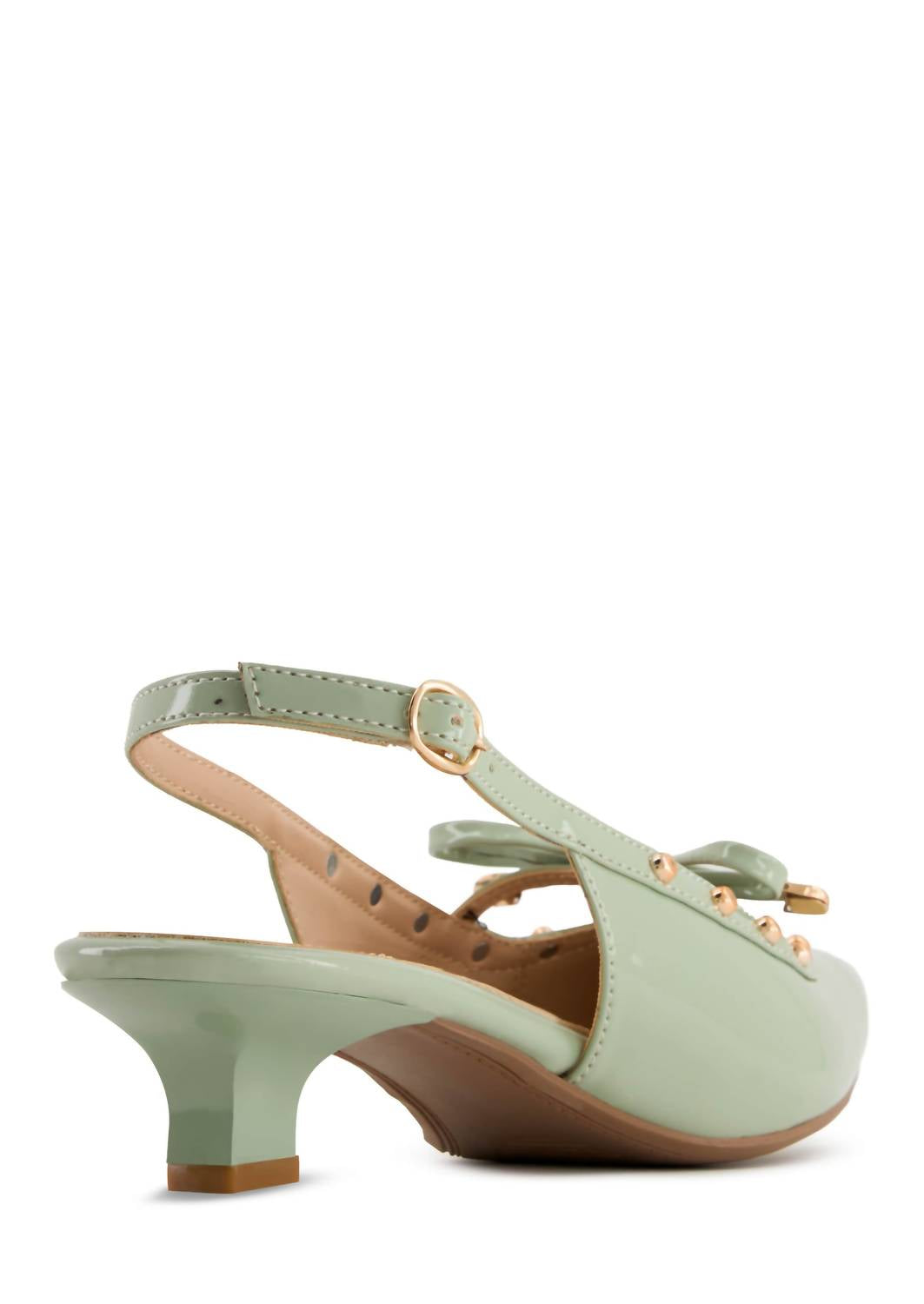 Andrea Women's Low Heel Pump in green - women's heels - detail view