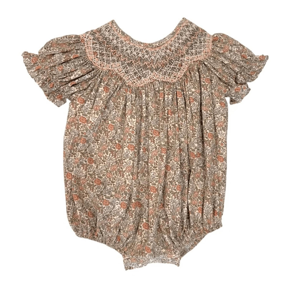 Sweet Dreams - Girl's Sabrina Floral Smocked Bubble