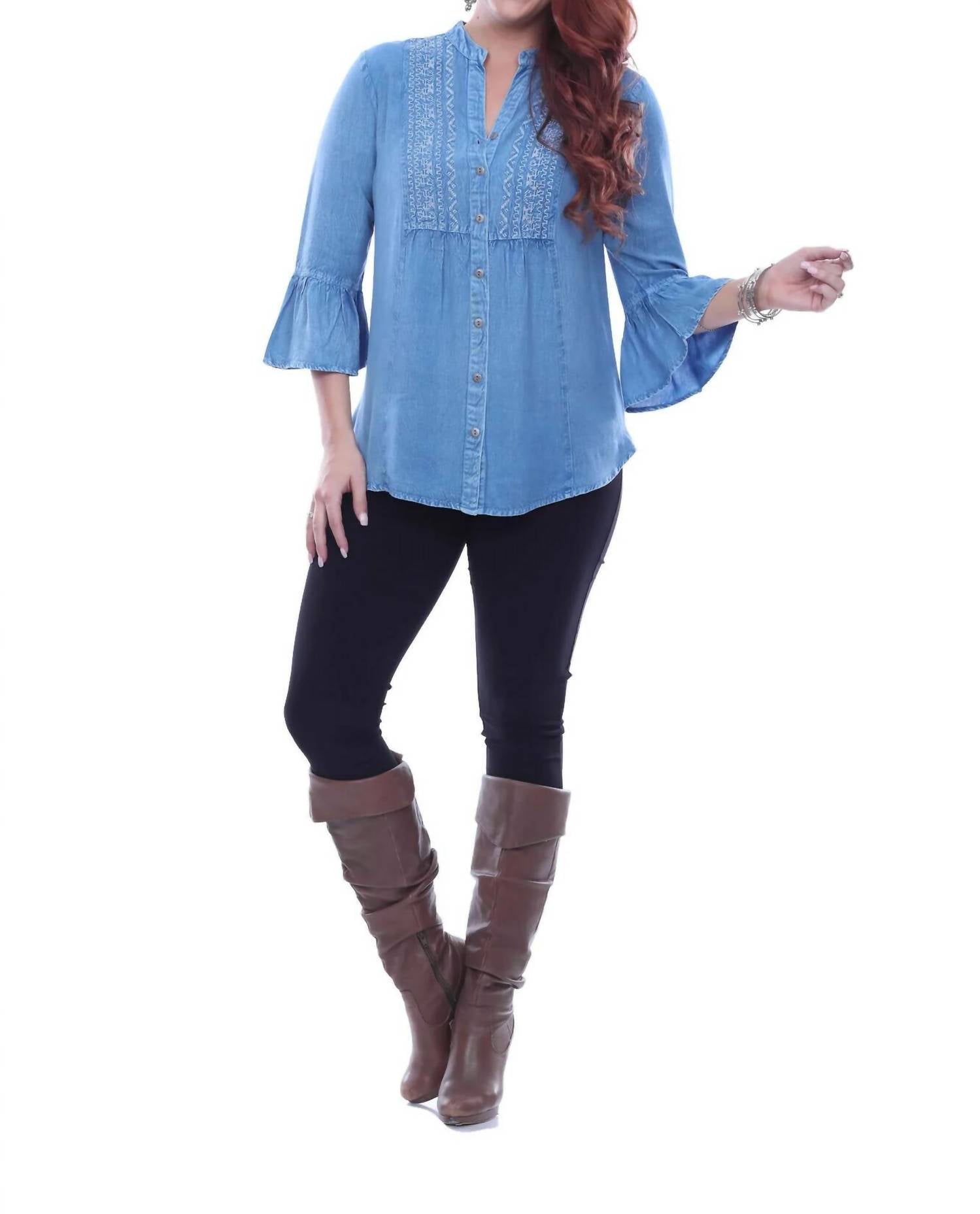 Parsley & Sage - Asha Embroidered Peasant Top