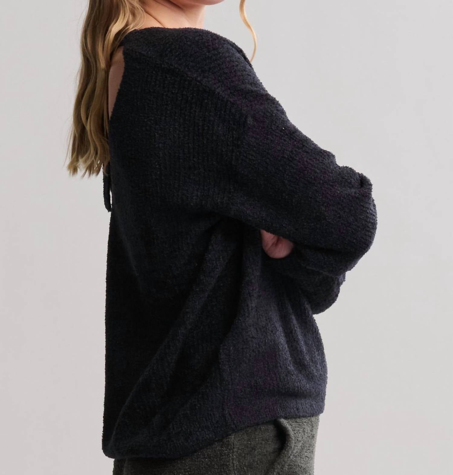 Barefoot Dreams - Cozychic Lite Ribbed V Pullover With Back Tie