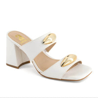 Andrea Women's Block Heel Sandal in white - women's sandal