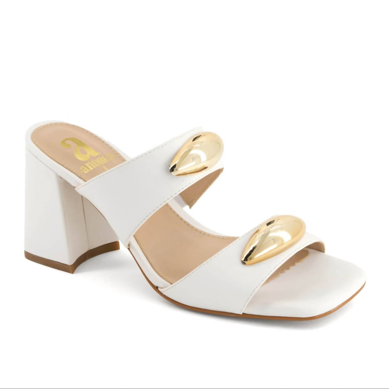 Andrea Women's Block Heel Sandal in white - women's sandal