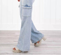 Risen - High Rise Wide Leg Cargo Jeans