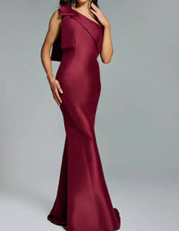 Jovani - One-shoulder Mermaid Gown With Bow Detail