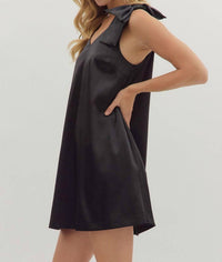 entro Tied With Grace Bow Dress in black - women's dress - alternate view