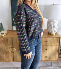 PINCH Stripe Knit Sweater in navy multi - women's sweater - alternate view