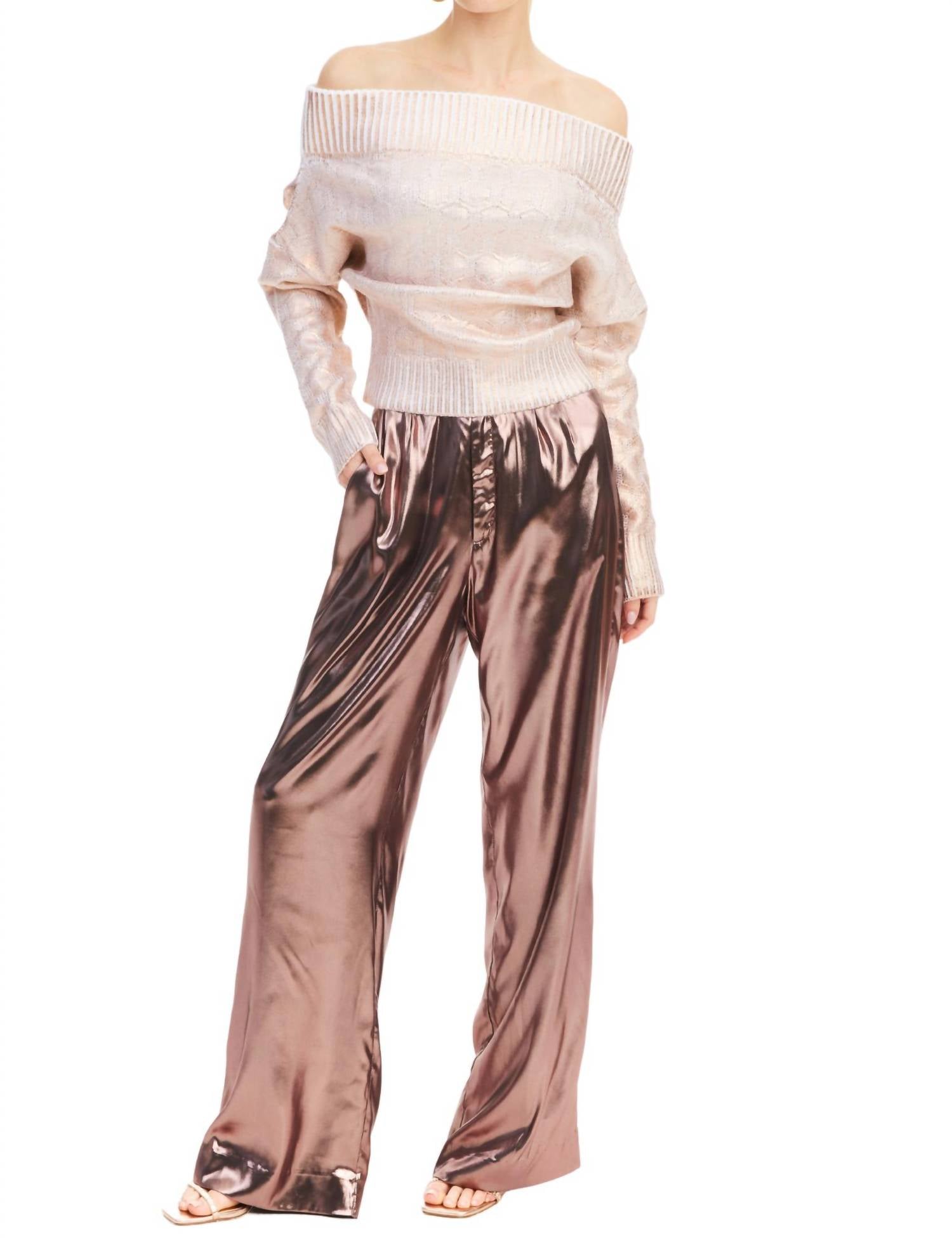 ALLISON NEW YORK Foiled Alba Sweater in rose gold - women's sweater - view 7