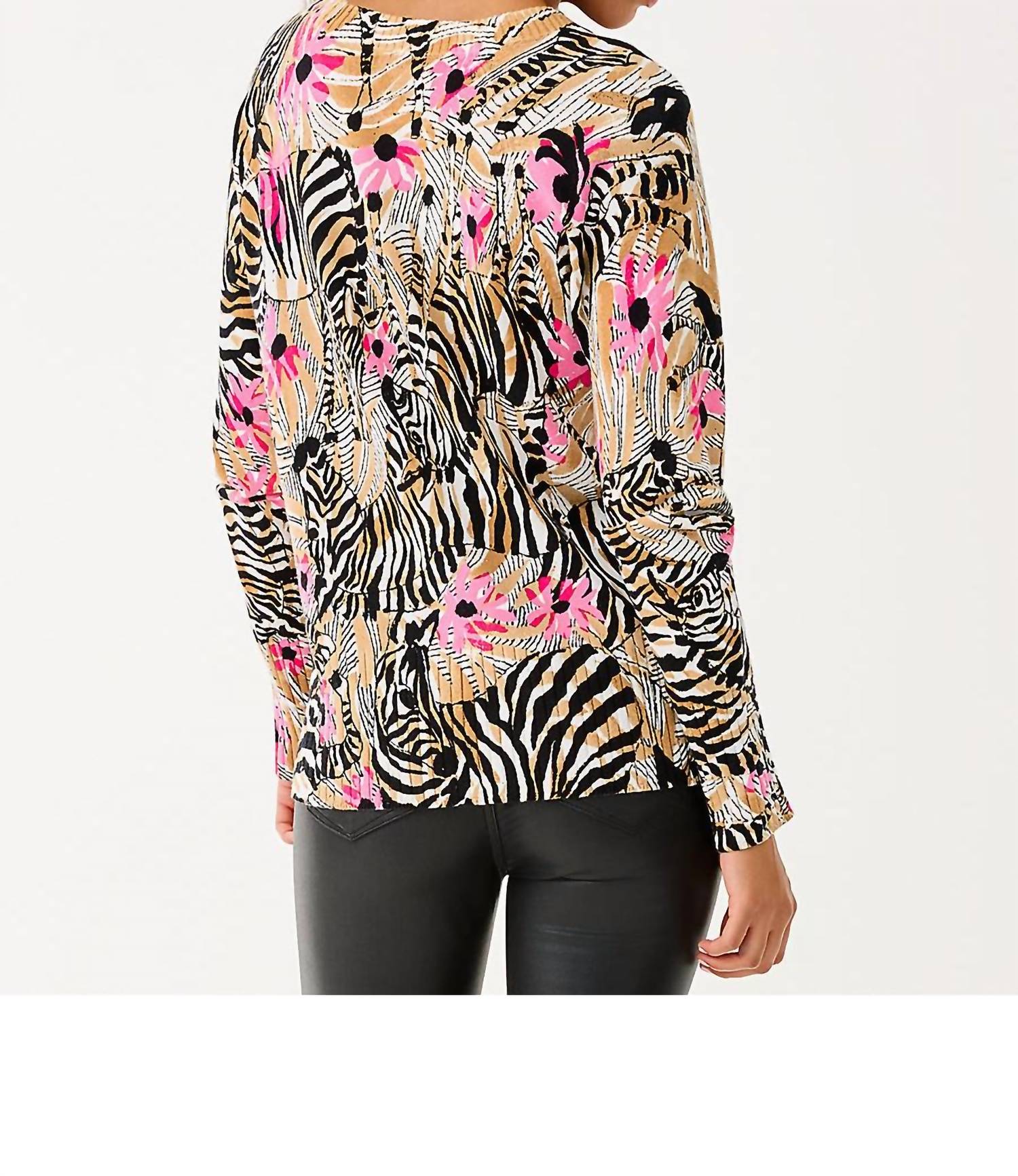 Lilly Pulitzer Salima Crew Neck Sweater in rutabaga el morocco - women's sweater - detail view