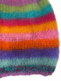 Rose Carmine Women's Stripes Lurex Trim Hat in multi bright - women's hat - detail view