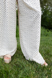DAVI & DANI Pleated Dot Wide Leg Pants in cream black - women's pants - view 4