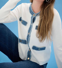 Joseph Ribkoff - Denim Trim Button Front Jacket