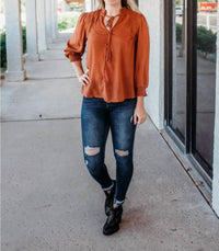Mine - Pumpkin Polka Dot Blouse