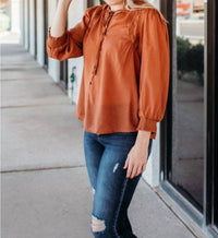Mine - Pumpkin Polka Dot Blouse