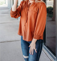 Mine - Pumpkin Polka Dot Blouse