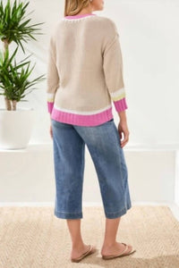 TRIBAL Crew Neck Sweater in beige - women's sweater - detail view