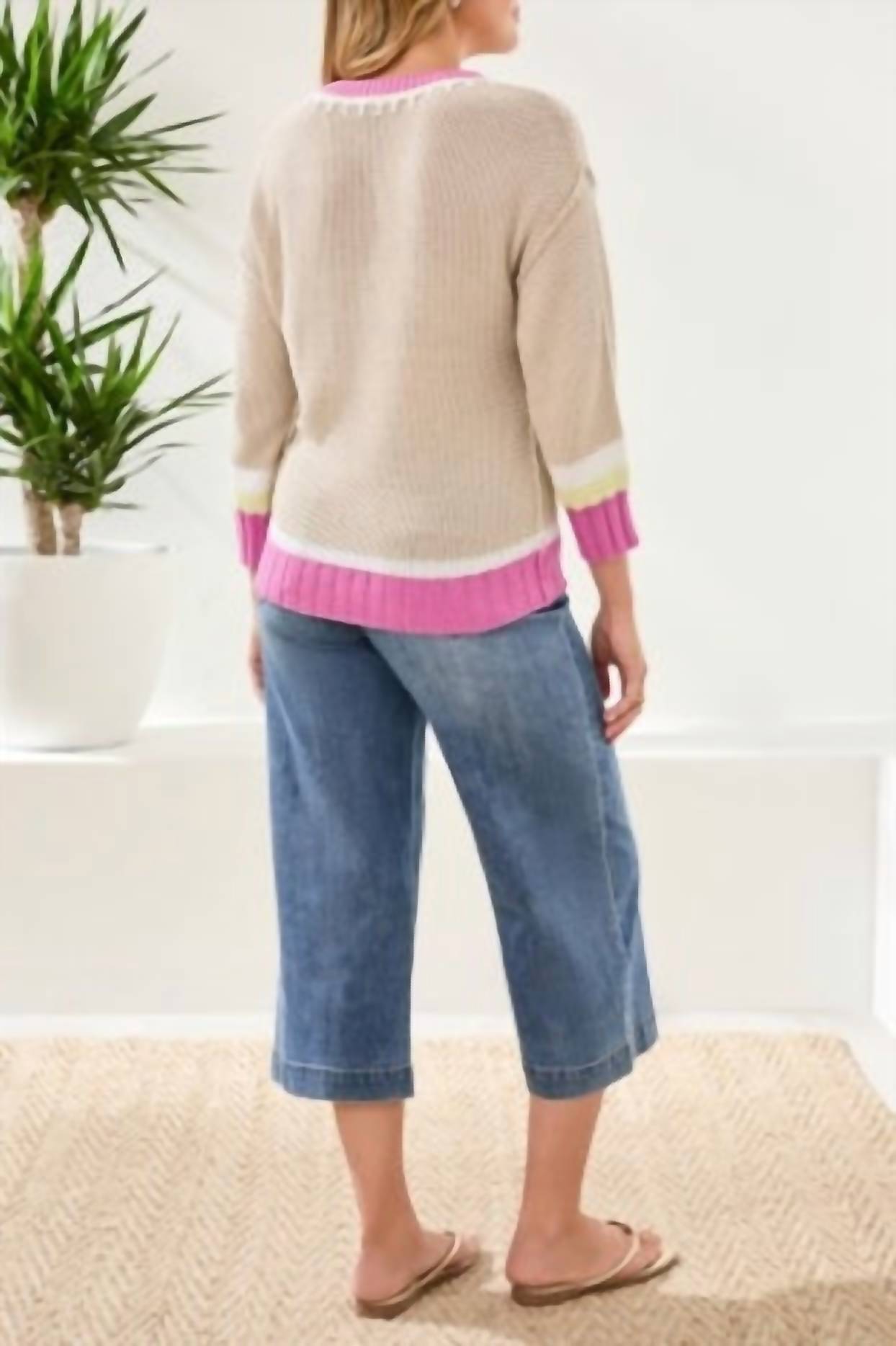 TRIBAL Crew Neck Sweater in beige - women's sweater - detail view