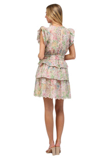 Fate Floral Eyelet Lace Dress in beige - women's dress - detail view