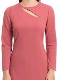 Maggy London - Long Sleeve Keyhole Neck Scuba Crepe Sheath Dress