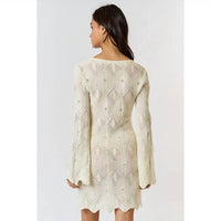 Lalavon - Crochet Bell Sleeves Dress