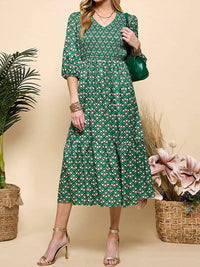 CEZELE Smocked Midi Dress in green - women's dress