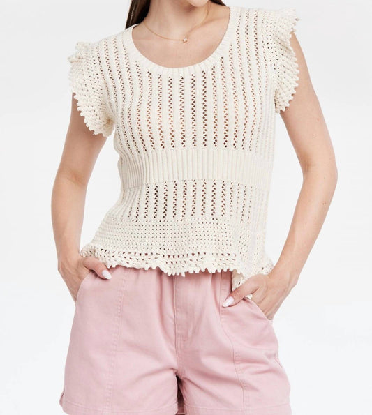 Another Love - Peplum Crochet Knit Top