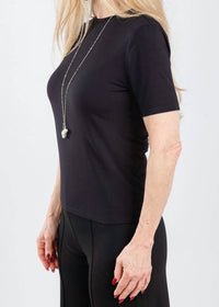 RIPLEY RADER Fitted Short Sleeve T-shirt in black - women's t-shirt - detail view