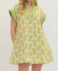 Entro - Contrasting V-neck Mini Dress