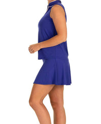 Duffield Lane Catherine Sleeveless Tunic in bright blue - women's shirt - detail view