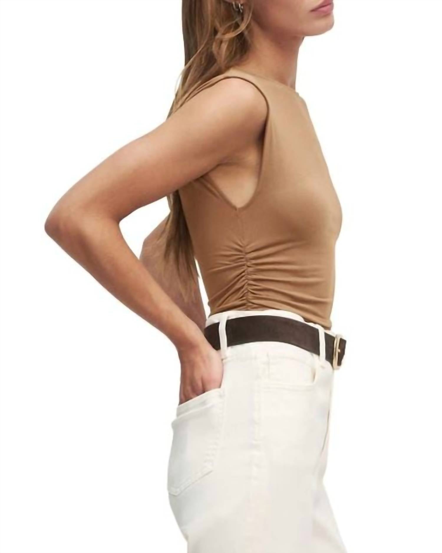 Favorite Daughter The Limitless Top in beige - women's t-shirt - detail view