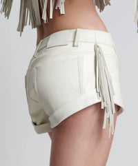 One Teaspoon - Chaos Walking Fringed Leather Bandit Shorts