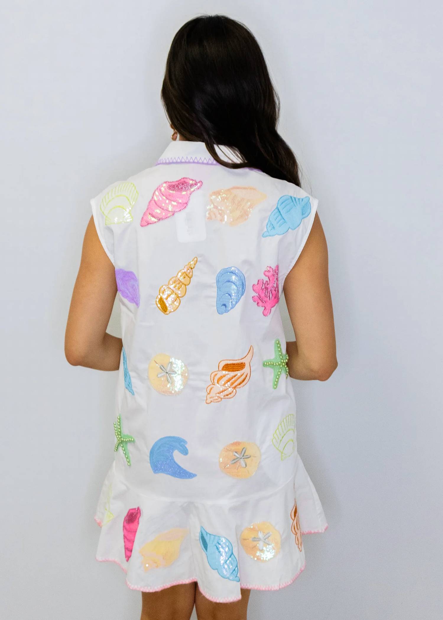 Queen Of Sparkles - Shell Cotton Button Up Tank Dress