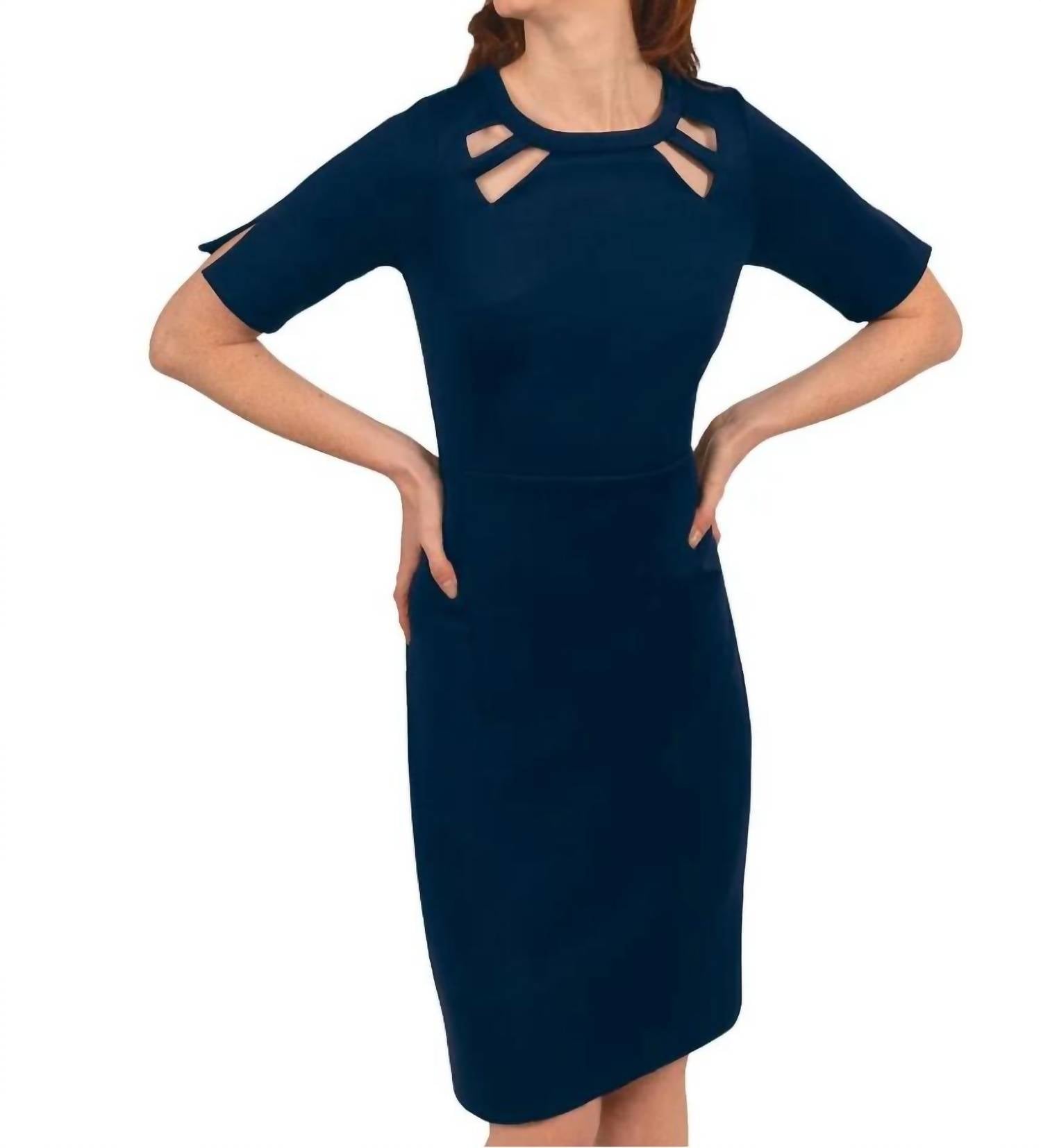 GRETCHEN SCOTT Jersey Peek A Boo Mini Dress in navy - women's dress