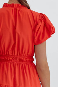 entro Bubble Sleeve V-neck Tiered Dress - women's dress - view 6