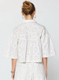 Current Air - Eyelet Cropped Button-down Shirt
