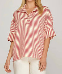 She + Sky - Oversized Striped Top