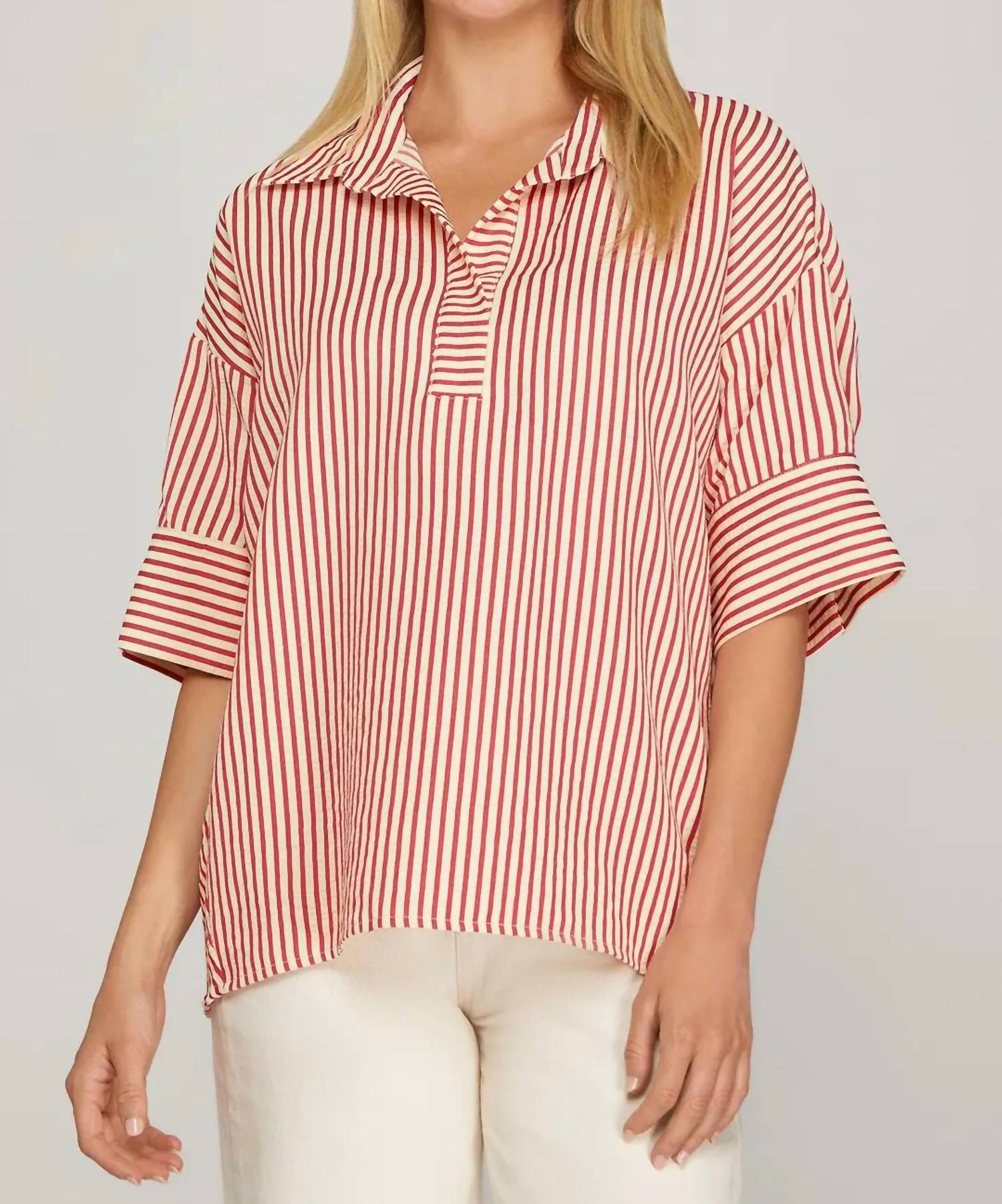 She + Sky - Oversized Striped Top