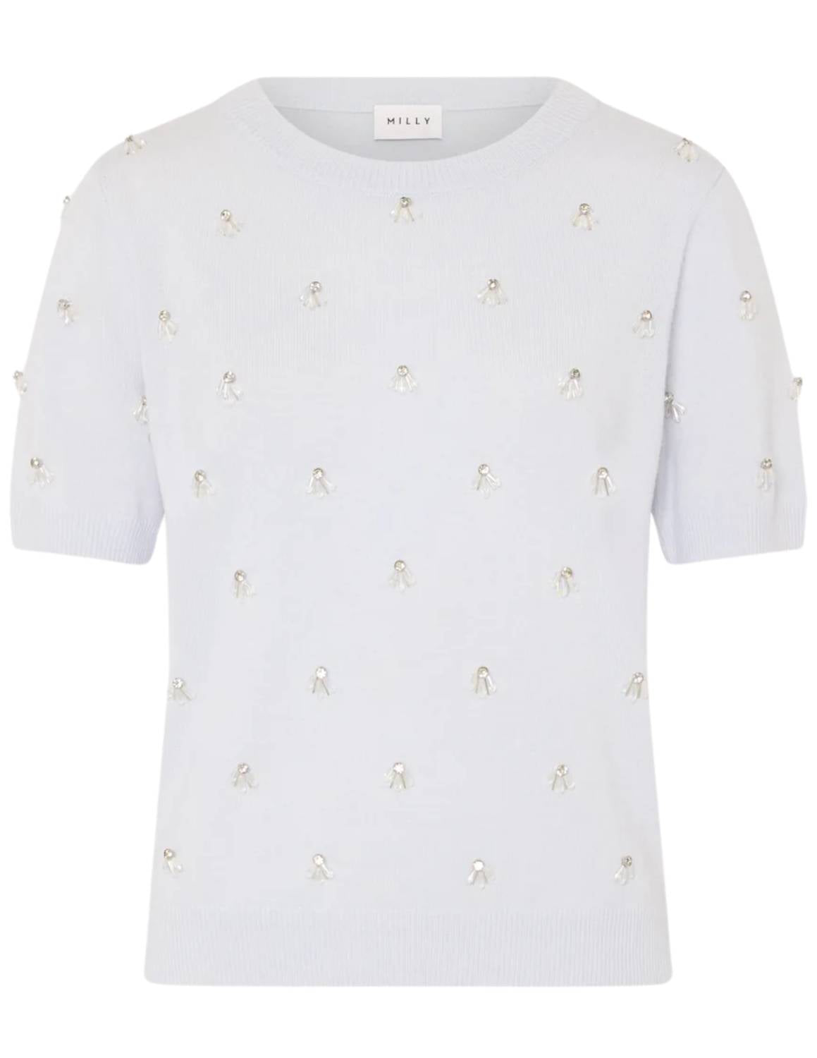 Milly - Rosalyn Rhinestone Crew Neck Top