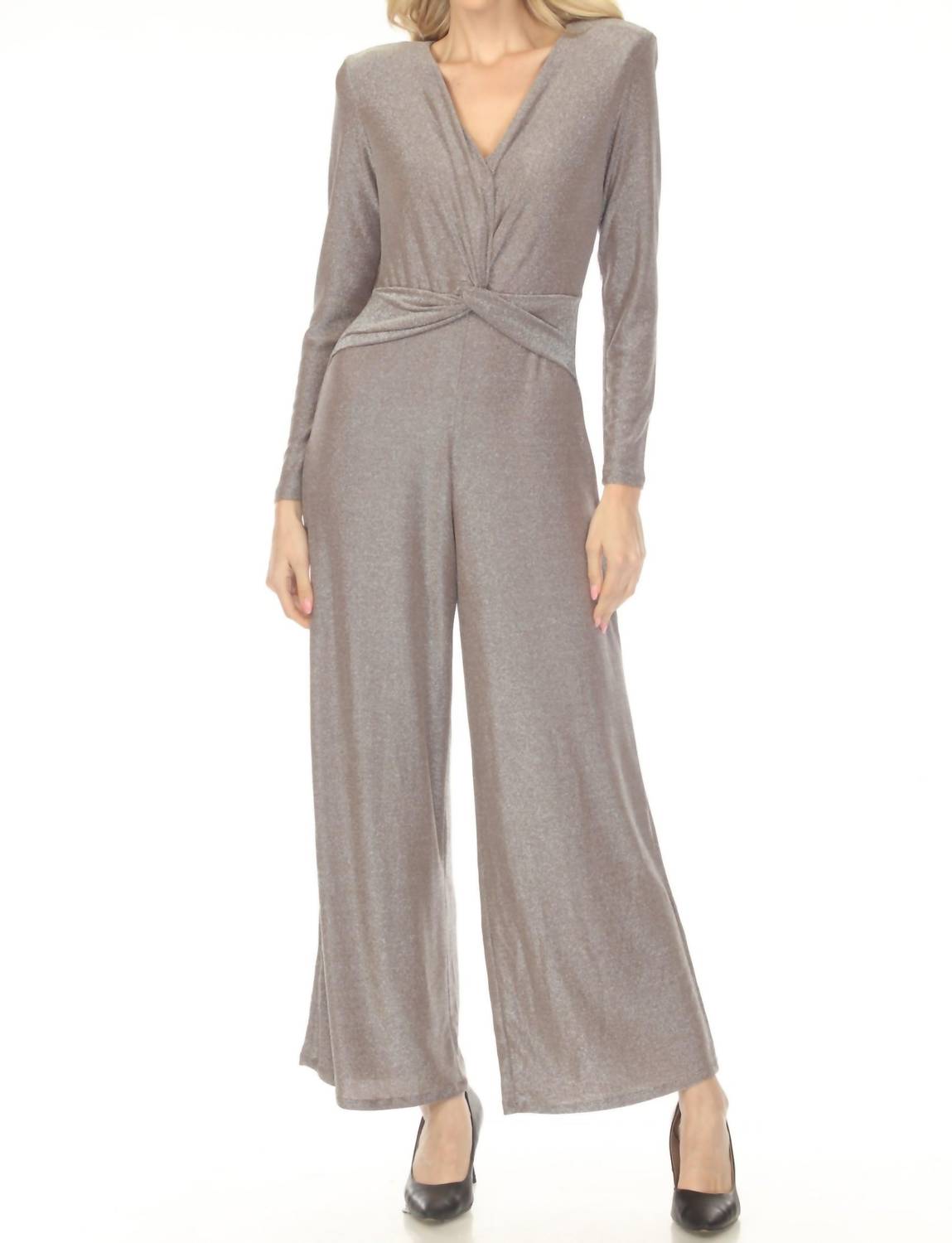 Joseph Ribkoff - Shimmery Twist Front Wide Leg Jumpsuit