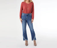 Coco + Carmen - Bambu Soft Straight Ankle Jean with Crossover Fringe Bottom