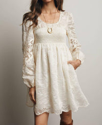 Forte The Ada Embroidered Lace Mini Dress in cream - women's dress