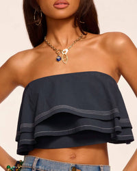 Ramy Brook - Poppy Poplin Tiered Crop Top