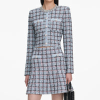 Self-Portrait - Check Knit Mini Skirt