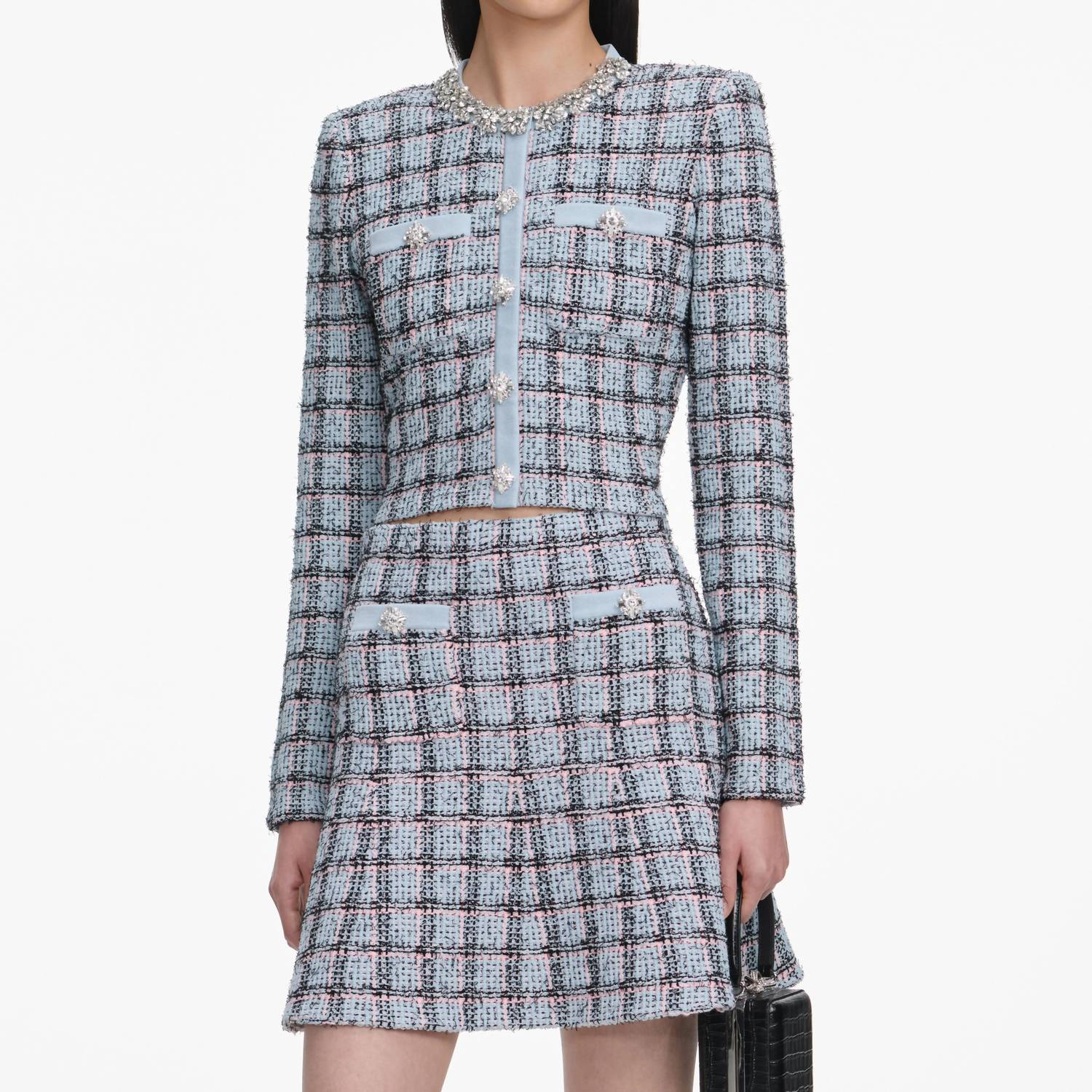 Self-Portrait - Check Knit Mini Skirt